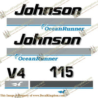 Johnson 115hp Ocean Runner Decals - Boat Decals from DecalKingdomoutboard decal Johnson 115hp Ocean Runner Decals vintage decals. Outboard engine graphics.
