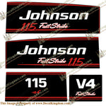 Johnson 115hp V4 Fast Strike Decals - Boat Decals from DecalKingdomoutboard decal Johnson 115hp V4 Fast Strike Decals vintage decals. Outboard engine graphics.