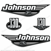 Johnson 130hp Decals 1999 - 2001 (Black) - Boat Decals from DecalKingdomoutboard decal Johnson 130hp Decals 1999 - 2001 (Black) vintage decals. Outboard engine graphics.