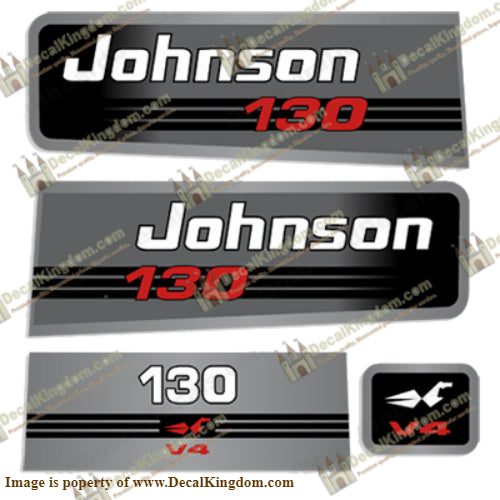 Johnson 130hp V4 Decals - Boat Decals from DecalKingdomoutboard decal Johnson 130hp V4 Decals vintage decals. Outboard engine graphics.