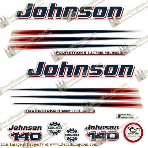Johnson 140hp FourStroke Decals 2003 - 2007 - Boat Decals from DecalKingdomoutboard decal Johnson 140hp FourStroke Decals 2003 - 2007 vintage decals. Outboard engine graphics.