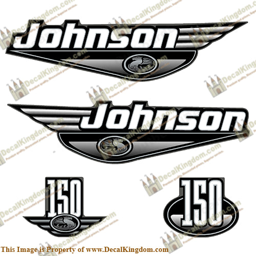 Johnson 150hp Decals - 1999 (Black) - Boat Decals from DecalKingdomoutboard decal Johnson 150hp Decals - 1999 (Black) vintage decals. Outboard engine graphics.