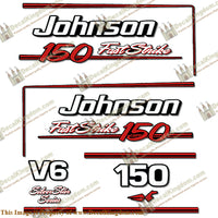 Johnson 150hp V6 FastStrike Silver Star Series Decals - 1991 - 1996 - Boat Decals from DecalKingdomoutboard decal Johnson 150hp V6 FastStrike Silver Star Series Decals - 1991 - 1996 vintage decals. Outboard engine graphics.