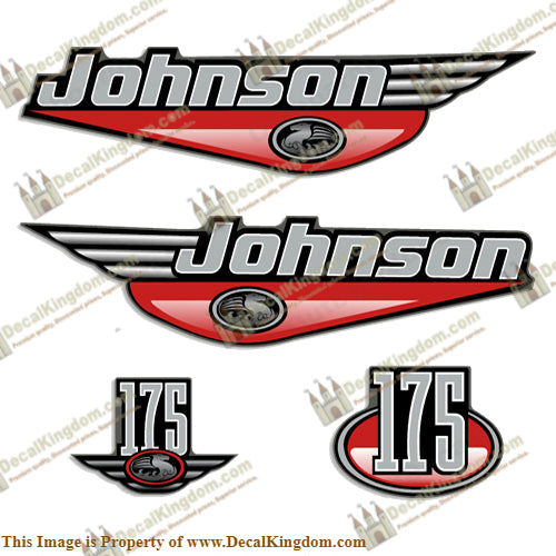 Johnson 175hp Decals (Red) - Boat Decals from DecalKingdomoutboard decal Johnson 175hp Decals (Red) vintage decals. Outboard engine graphics.