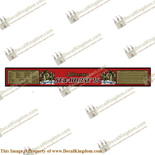 Johnson 1937 16HP Decal Kit - Boat Decals from DecalKingdomoutboard decal Johnson 1937 16HP Decal Kit vintage decals. Outboard engine graphics.