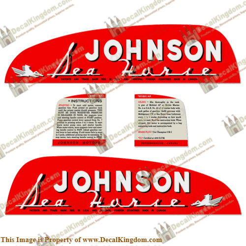 Johnson 1950 16hp Decals - Boat Decals from DecalKingdomoutboard decal Johnson 1950 16hp Decals vintage decals. Outboard engine graphics.