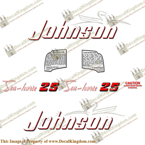 Johnson 1953 25hp Decals - Boat Decals from DecalKingdomoutboard decal Johnson 1953 25hp Decals vintage decals. Outboard engine graphics.