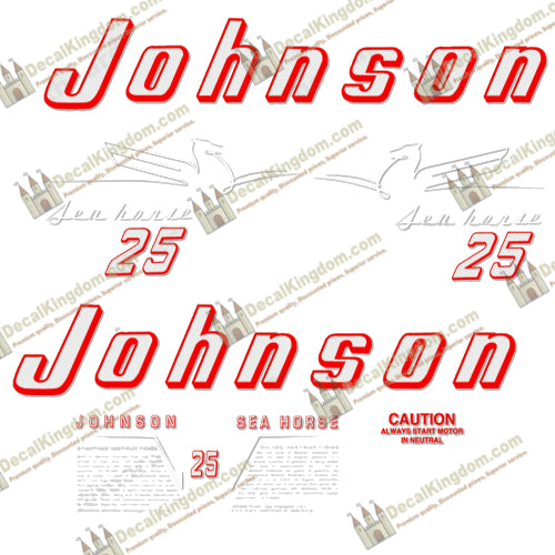 Johnson 1954 25hp Decals - Boat Decals from DecalKingdomoutboard decal Johnson 1954 25hp Decals vintage decals. Outboard engine graphics.