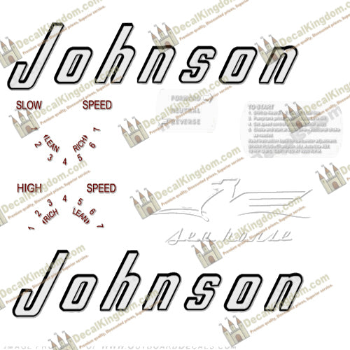 Johnson 1956 10hp Decals - Boat Decals from DecalKingdomoutboard decal Johnson 1956 10hp Decals vintage decals. Outboard engine graphics.