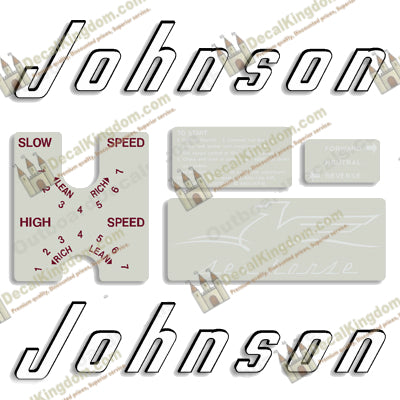 Johnson 1956 7.5hp Decals - Boat Decals from DecalKingdomoutboard decal Johnson 1956 7.5hp Decals vintage decals. Outboard engine graphics.