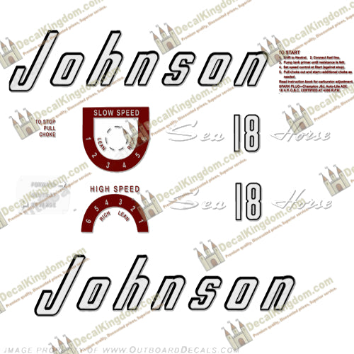 Johnson 1957 18hp Decals - Boat Decals from DecalKingdomoutboard decal Johnson 1957 18hp Decals vintage decals. Outboard engine graphics.