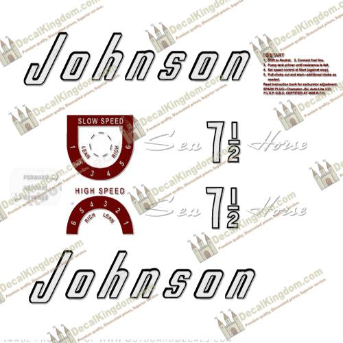 Johnson 1957 7.5hp Decals - Boat Decals from DecalKingdomoutboard decal Johnson 1957 7.5hp Decals vintage decals. Outboard engine graphics.