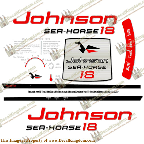 Johnson 1959 18hp Decals - Boat Decals from DecalKingdomoutboard decal Johnson 1959 18hp Decals vintage decals. Outboard engine graphics.