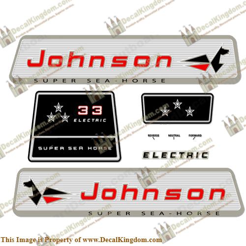 Johnson 1965 33hp - Electric Decals - Boat Decals from DecalKingdomoutboard decal Johnson 1965 33hp - Electric Decals vintage decals. Outboard engine graphics.