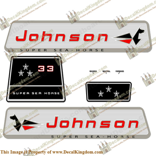 Johnson 1965 33hp Decals - Boat Decals from DecalKingdomoutboard decal Johnson 1965 33hp Decals vintage decals. Outboard engine graphics.