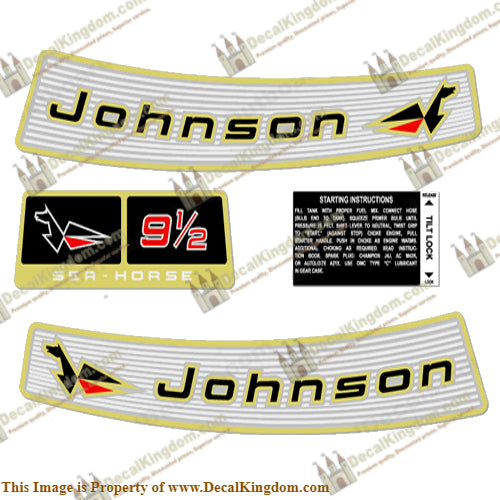 Johnson 1965 9.5hp Decals - Boat Decals from DecalKingdomoutboard decal Johnson 1965 9.5hp Decals vintage decals. Outboard engine graphics.