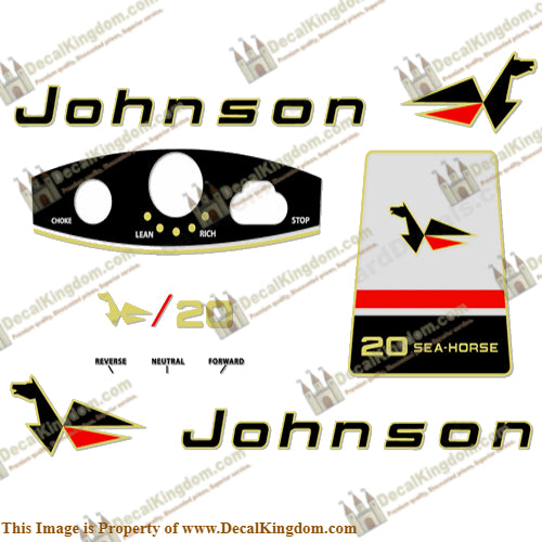Johnson 1966 20hp Decals - Boat Decals from DecalKingdomoutboard decal Johnson 1966 20hp Decals vintage decals. Outboard engine graphics.