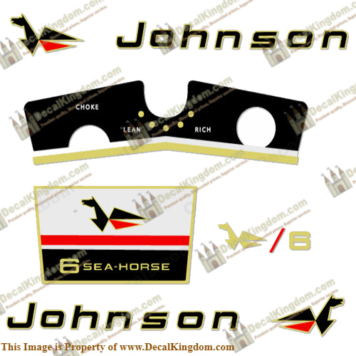 Johnson 1966 6hp Decals - Boat Decals from DecalKingdomoutboard decal Johnson 1966 6hp Decals vintage decals. Outboard engine graphics.
