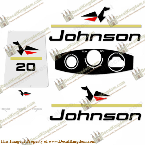 Johnson 1967 20hp Decals - Boat Decals from DecalKingdomoutboard decal Johnson 1967 20hp Decals vintage decals. Outboard engine graphics.