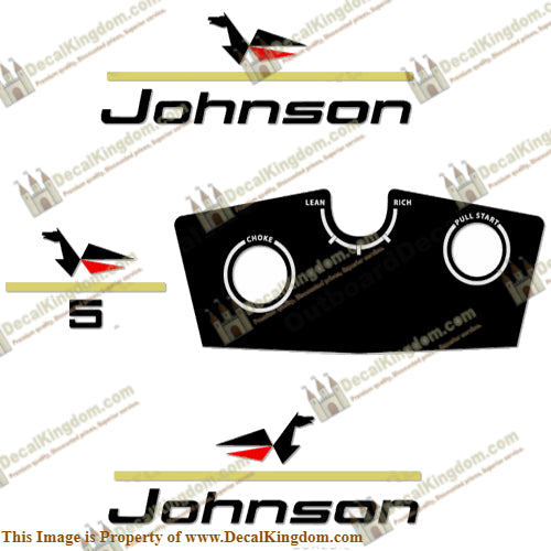 Johnson 1967 5hp Decals - Boat Decals from DecalKingdomoutboard decal Johnson 1967 5hp Decals vintage decals. Outboard engine graphics.