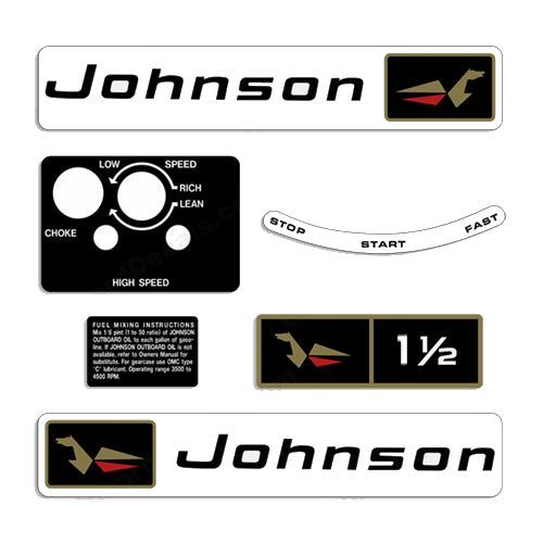 Johnson 1968 1.5hp Decals (SC-10S) - Boat Decals from DecalKingdomoutboard decal Johnson 1968 1.5hp Decals (SC-10S) vintage decals. Outboard engine graphics.