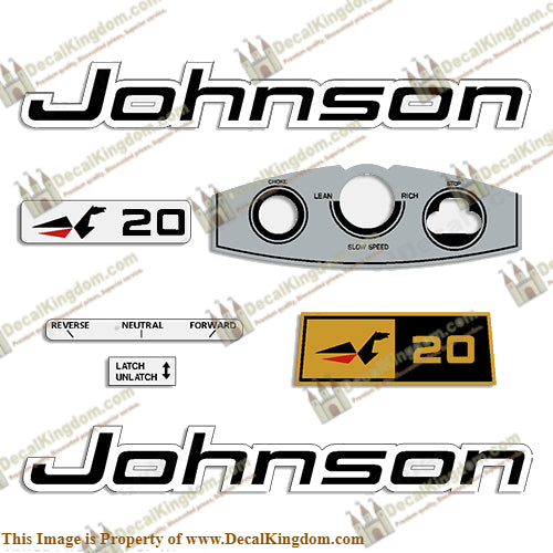 Johnson 1969 20hp Decals - Boat Decals from DecalKingdomoutboard decal Johnson 1969 20hp Decals vintage decals. Outboard engine graphics.