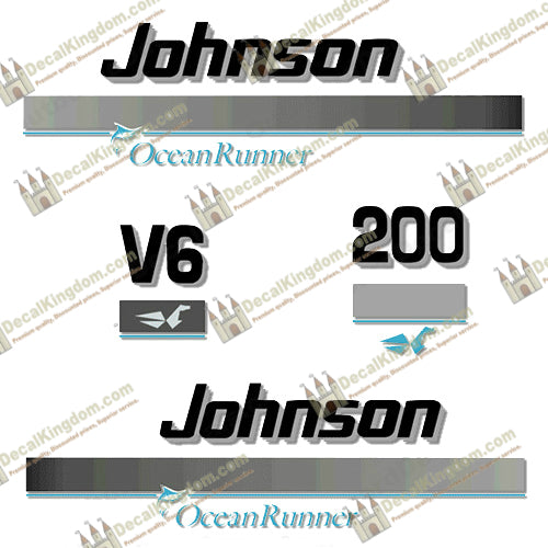 Johnson 200hp Ocean Runner Decals - Boat Decals from DecalKingdom Johnson 200hp Ocean Runner Decals outboard decal Johnson 200hp Ocean Runner Decals vintage decals