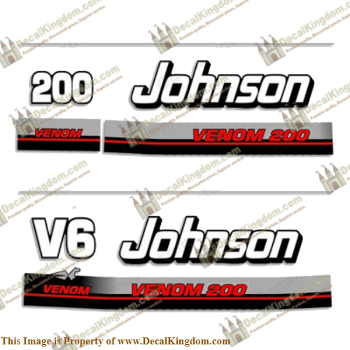 Johnson 200hp V6 Venom Decals - 1995 - 1996