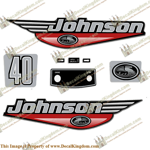 Johnson 40hp Decals - 1999 - 2000 - Red