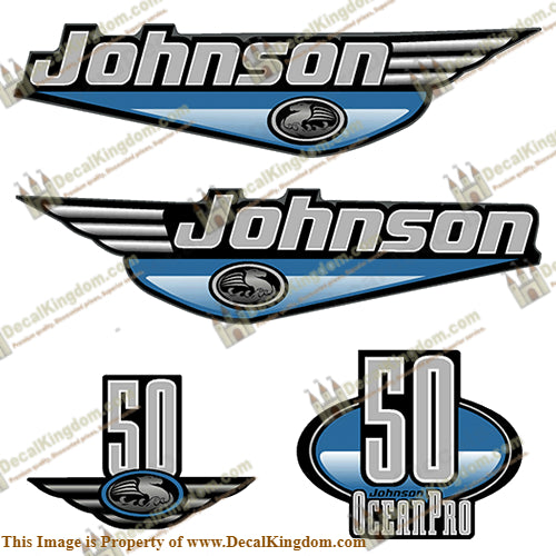 Johnson 50hp OceanPro Decals - Light Blue