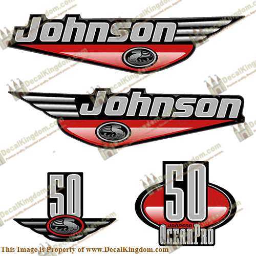 Johnson 50hp OceanPro Decals - Red