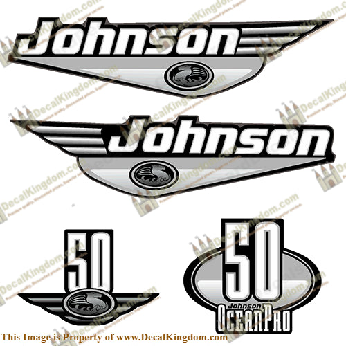 Johnson 50hp OceanPro Decals - Silver