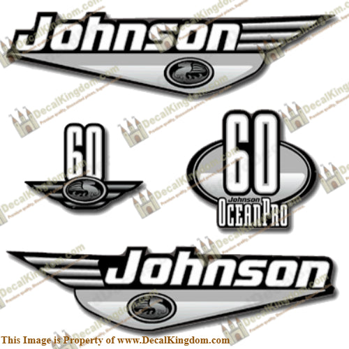 Johnson 60hp OceanPro Decals - Silver