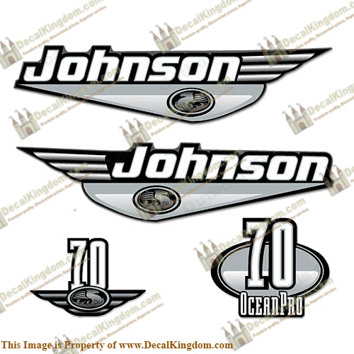 Johnson 70hp OceanPro Decals - Silver