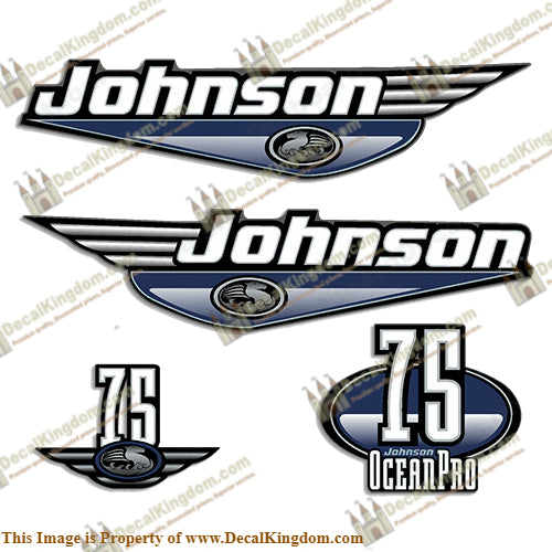 Johnson 75hp OceanPro Decals - Dark Blue