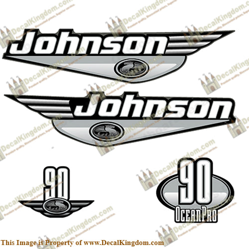Johnson 90hp OceanPro Decals - Silver