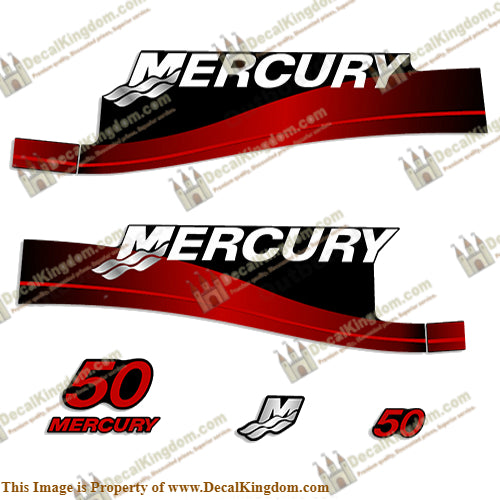 Mercury 50hp 2-Stroke Decal Kit 1999-2006 (Red)