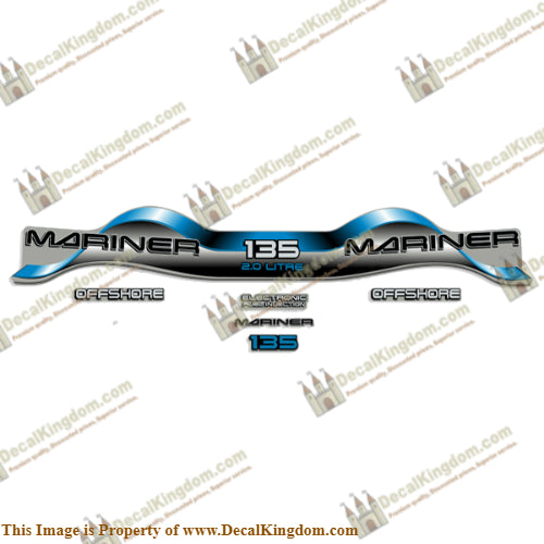 Mariner 135hp 2.0 Decal Kit - Blue - Boat Decals from DecalKingdom Mariner 135hp 2.0 Decal Kit - Blue outboard decal Mariner 135hp 2.0 Decal Kit - Blue vintage decals