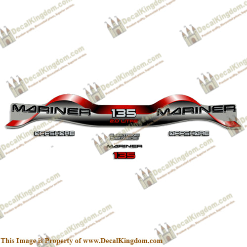 Mariner 135hp 2.0 Decal Kit - Red - Boat Decals from DecalKingdom Mariner 135hp 2.0 Decal Kit - Red outboard decal Mariner 135hp 2.0 Decal Kit - Red vintage decals