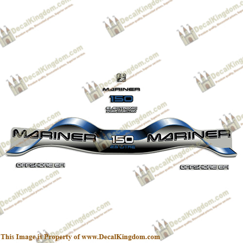 Mariner 150hp 2.5 Liter "Offshore EFI" Decal Kit - Blue - Boat Decals from DecalKingdom Mariner 150hp 2.5 Liter "Offshore EFI" Decal Kit - Blue outboard decal Mariner 150hp 2.5 Liter "Offshore EFI" Decal Kit - Blue vintage decals