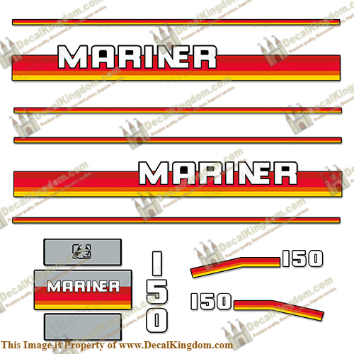 Mariner 150hp Decal Kit - 1990's - Boat Decals from DecalKingdom Mariner 150hp Decal Kit - 1990's outboard decal Mariner 150hp Decal Kit - 1990's vintage decals
