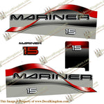 Mariner 15hp Decal Kit - Red - Boat Decals from DecalKingdom Mariner 15hp Decal Kit - Red outboard decal Mariner 15hp Decal Kit - Red vintage decals