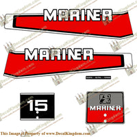 Mariner 1977-1989 15hp Decal Kit - Boat Decals from DecalKingdom Mariner 1977-1989 15hp Decal Kit outboard decal Mariner 1977-1989 15hp Decal Kit vintage decals