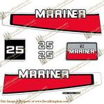 Mariner 1977-1989 25hp Decal Kit - Boat Decals from DecalKingdom Mariner 1977-1989 25hp Decal Kit outboard decal Mariner 1977-1989 25hp Decal Kit vintage decals
