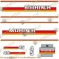 Mariner 1984 - 1990 45hp Decal Kit - Boat Decals from DecalKingdom Mariner 1984 - 1990 45hp Decal Kit outboard decal Mariner 1984 - 1990 45hp Decal Kit vintage decals