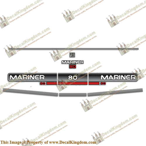 Mariner 1994 80hp Decal Kit - Boat Decals from DecalKingdom Mariner 1994 80hp Decal Kit outboard decal Mariner 1994 80hp Decal Kit vintage decals