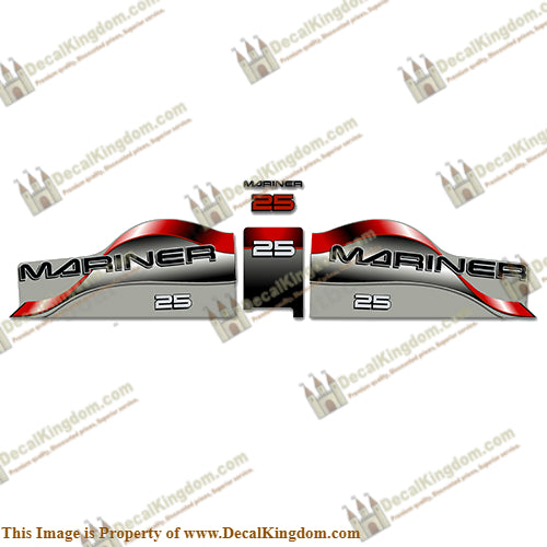 Mariner 25 Decal Kit - Red - Boat Decals from DecalKingdom Mariner 25 Decal Kit - Red outboard decal Mariner 25 Decal Kit - Red vintage decals