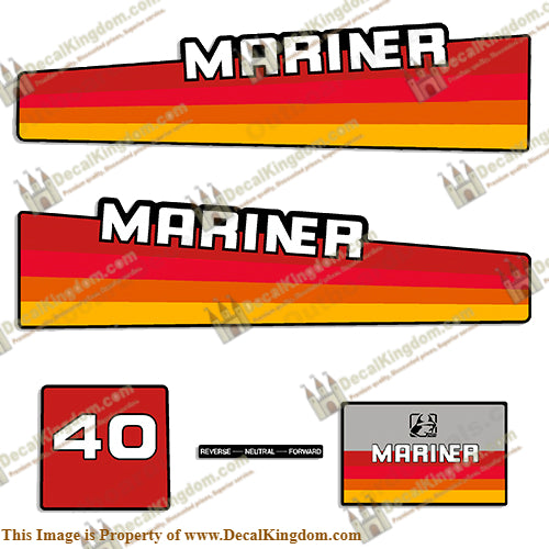 Mariner 40hp Decal Kit - 1980's Style - Boat Decals from DecalKingdom Mariner 40hp Decal Kit - 1980's Style outboard decal Mariner 40hp Decal Kit - 1980's Style vintage decals