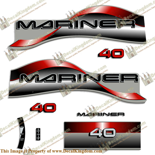 Mariner 40hp Decal Kit - 1996 - 1997 - Red - Boat Decals from DecalKingdom Mariner 40hp Decal Kit - 1996 - 1997 - Red outboard decal Mariner 40hp Decal Kit - 1996 - 1997 - Red vintage decals