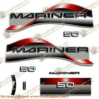 Mariner 50hp Decal Kit - 1996 - 1997 - Red - Boat Decals from DecalKingdom Mariner 50hp Decal Kit - 1996 - 1997 - Red outboard decal Mariner 50hp Decal Kit - 1996 - 1997 - Red vintage decals